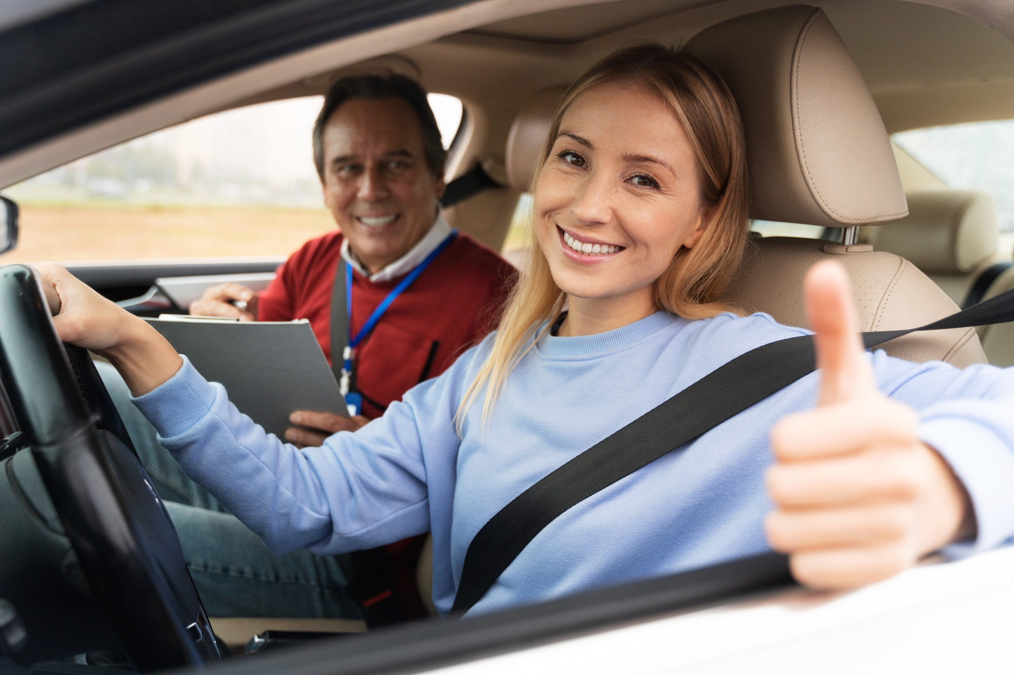 Driving lesson in progress